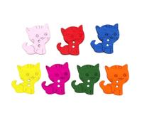 100pcs Wooden Buttons with Cartoon Little Cat Pattern, 2 Holes | Colorful Printed Mix, for Knitting and Craft Projects, Scrapbook Use, Bags and Accessories Random Color