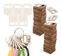 100Pcs Wooden Cross Stitch Sewing Tools, 4x5cm Embroidery Floss Organizer with Metal Thread Ring, Floss Drops,Cross Stitch Thread Organizer, Embroidery Floss Storage, Wood Thread Drops Floss Bobbins