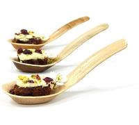 100Pcs Wooden Disposable Spoons - 14cm Palm Leaf Serving Spoons Plastic Free Eco-Friendly Biodegradable - Ideal for Snacks, Dessert, Appetiser Serving Chinese Soup Tablespoon