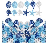 100pcs Wooden Ocean Themed Ornaments Decorative Wood Cutouts | Fish Star Shell Shapes, DIY Hanging Decor, Wall and Home Decoration, Realistic Lovely Style Random Style