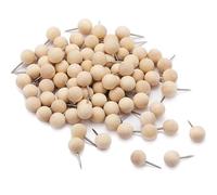 100Pcs Wooden Push Pins,Round Head Thumb Tacks for Cork Board, Bulletin Board, Map, Calendar, Photo