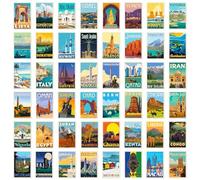 100Pcs World Landmarks Stickers, Vinyl Waterproof Geography Stickers, Landmark Poster Sticker, City Landmarks Sticker, for Personalize Laptop, Guitar, Helmet, Skateboard, Luggage