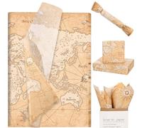100Pcs World Map Tissue Paper for Gift Wrapping Travel Themed Tissue Paper for Gift Bags Vintage Decorative Tissue for Baby Shower Birthday Party DIY Craft Supplies, 20 × 14 Inches