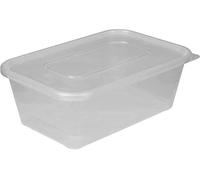 100pcs x Clear Plastic Food Takeaway Containers BPA Free Heavy Duty Plastic Containers with Airtight Lids Reusable Meal Prep Stackable Lunch Boxes Microwave Freezer Safe (750 ML, Rectangular)