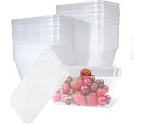 100pcs x Clear Plastic Food Takeaway Containers BPA Free Heavy Duty Plastic Containers with Airtight Lids Reusable Meal Prep Stackable Lunch Boxes Microwave Freezer Safe (1000 ML, Rectangular)