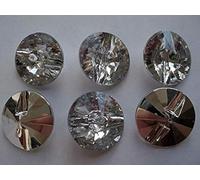 100pcs x Clear Round 15mm Acrylic Crystal Faux 1 Hole Buttons - Knitting, Card Crafts, Scrapbooking, Bling, Clothes