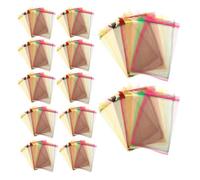 100pcs X8 Organza Drawstring Gift Bags for Wedding Candy Favors | Sheer Mesh Pouches, Gold Foil Logo Area, Elegant Minimalist Style, Ten-color Mixed Packaging