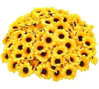 100Pcs Yellow Artificial Flower Heads Mini Fake Sunflower Decorative Fabric Flowers Craft Floral Embellishments for Wreaths Wedding Artificial Flowers Home Décor Products,Artificial Plants and Flowers