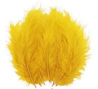 100pcs Yellow Gold Feathers Fluffy Turkey Marabou Feathers 4-6 Inches for Crafts Dream Catcher Fringe Trim Colored Feathers Fly Tying Material