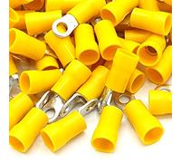 100pcs Yellow Insulated Crimp Ring Terminals 3.7mm Stud Size Connectors