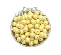 100pcs Yellow Pearl Bead 10mm Iridescent Craft Beads Acrylic Round Beads for Bracelets DIY Beading Jewerly Making