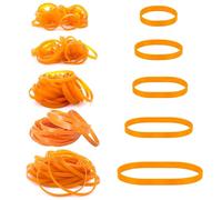 100pcs Yellow Rubber Bands 5 Sizes Heavy-Duty Thick Rubber Band Assorted Wide Elastic Band for Litter Box File Folder Camping Hiking Home School Office Supplies-0.9/1.5/2.1/2.6/3.1IN