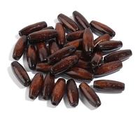 100pcsOlive Shape Wooden Beads Loose Wood Coffee Handmade Puzzle Prayer Long Spacer DIY Jewelry Making(Dark Brown,8x22mm)