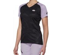 100% Airmatic Black/Lavender Ladies Short Sleeve Bicycle Jersey, black-purple, size XL for Women