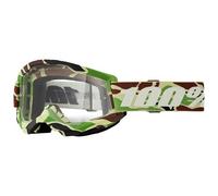 100% Strata 2 War Camo Motocross Goggles, black-grey-green-brown