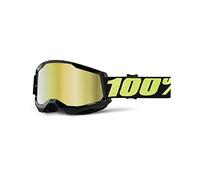 100% Strata 2 Essential Chrome Motocross Goggles, black-yellow for Men