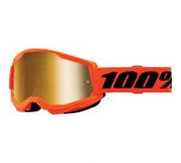 100% MX Goggles Strata 2 Youth Neon Orange Gold Mirror MTB Motocross Quad ATV