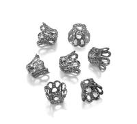 100piece Gold Hollow Floweret Bead End Caps Filigree Beads Caps for DIY Jewelry Making Findings Accessories-Gun Black-5 x 6mm
