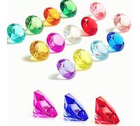 100Pieces Acrylic Diamond Gems Jewels Pirate Gems Set Treasure Jewels Chest Hunt Party Favors, 19 Carat Multicolored Acrylic Large Gems(100PCS) (100)