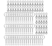 100Pieces Clasps Lobster Clasp Hook Metal Lobster Claw Clasp with Chain and Split for Charms Jewelry Keychain Clip Hooks