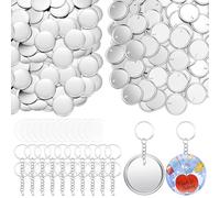 100Pieces Craft Keyrings Supplies with 100Pcs 58mm Button Badge for Making Holder Keychains Bag Luggage Decoration Craft Keychain Set