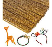 100Pieces Pipe Cleaners Chenille Stem, Glitter Gold Craft Pipe Cleaners,DIY Craft Fuzzy Sticks,Pipe Cleaners Bulk for Creative Handmade DIY Art Craft and Crafts Project Decoration Supplies