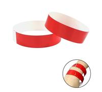 100Pieces Plastic Paper Wristbands for Events, Waterproof Papery Wrist Bands Disposable Paper Bracelets for Music Festival Club Party Exhibitions (Red)