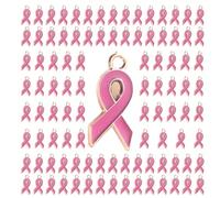 100Pieces Ribbon Pendants Long Lasting Breast Cancers Awareness Charm Hope Ribbon Pendant Earring Dangle Accessory Mixed Color Pendants