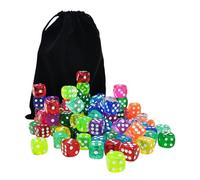 100Pieces Six Sided Dices With Drawstring Storage Bag 14mm Dotted Dices Coloured Game Dices For Math Teaching Board Game Acrylics Dices Set