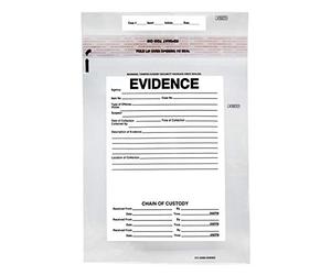 100pk Evidence Bags, 9" x 12" Transparent, Tamper Resistant Closure with Serialized Numbering - Secur-Pak