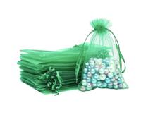100pk Grass Green Organza Gift Bags,10x15cm Small Organza Favor Bags,Wedding Jewelry Pouches with Drawstring,Mesh Candy Favour Bag Party Sweet Bags for Birthday,Wedding,Christmas,Gift Wrapping