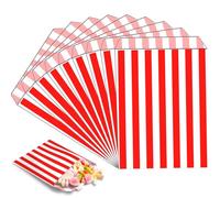 100pk Red Sweet Bags,Small Striped Candy Bag,5''x7'' Sweetie|Popcorn|Bread|Sandwich|Biscuit Bag,Party Bags for Snacks,Sweets,Cake Gift,Wedding,Birthday Party,Christmas