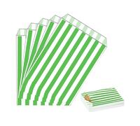 100pk Striped Candy Bags: Green Small Sweetie, Popcorn, Bread Sandwich, Biscuit, Recyclable Party Bags for Snacks, Sweets, Cake Gift, Wedding, Birthday, Christmas