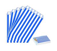 100pk Striped Candy Sweet Paper Bags,Blue Small Sweetie Bags|Popcorn Bags|Bread Sandwich Bags|Biscuit Bags,Recyclable Party Bags for Snacks,Sweets,Cake Gift,Wedding,Birthday Party,Christmas