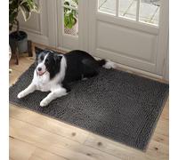 100pointONE Dog Door Mat Indoor Entrance, 30" x 60", Absorbent & Quick-Drying Mud Mat for Dogs, Non-Slip Washable Entryway Rug, Soft Thick Chenille Welcome Floor Mat-Grey