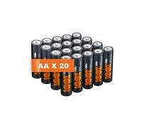 100PP AA Batteries 20 Pack | Alkaline 1.5V, 10-Year Shelf Life