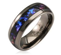 100S JEWELRY Engraved Personalized Gunmetal Tungsten Rings For Men Women Orion Nebula Opal Galaxy Wedding Engagement Promise Band Sizes 6-16, 8, Metal, No Gemstone