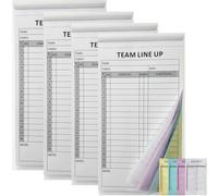 100Sets Baseball/Softball Lineup Cards, 4-Part Carbonless Copies with Tearing Line, 16 Player Roster Line up Sheets for Coaches, Team, Sports (4Pads, 4.52 x 8.1 Inch)