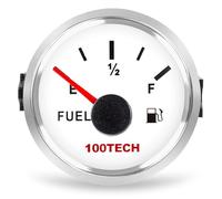 100TECH 0-90 Ohm Fuel Gauge, 52mm IP67 Waterproof LED Backlit, Direct Fit Replacement for Ford GM Dodge Jeep Truck, Hot Rod, Tractor, Agricultural Machinery (White Bezel)