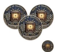 100th Anniversary Birth of Television Commemorative Coin (1926-2026), Centennial Broadcasting History Collectible, Unique Science & Tech Gift for History Enthusiasts (3pcs)
