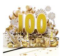100th Anniversary Golden Gift Pop Up Greeting Card with Blank Note & Envelope, celebration gift for Valentine's Day, Love, Birthday, Special Moments, Wedding, Holiday
