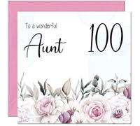 100th Aunt Birthday Card Floral Elegant Best Auntie's Birthday Card for 100 Year old hundredth hundred