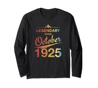100th Birthday 100 Year Old Born in October 1925 Vintage Long Sleeve T-Shirt
