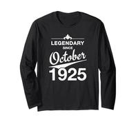 100th Birthday 100 Year Old Born in October 1925 Vintage Long Sleeve T-Shirt