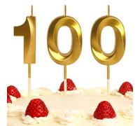 100th Birthday Candles Gold Number 100 Happy Birthday Candles Cake Topper Decorations for Children Birthday Party for 3D Designed Wedding Anniversary Party Wedding Anniversary Celebration Supply