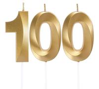 100th Birthday Candles, Number 100 Candle, Gold Happy Birthday Candle, 3D Digital Candles for Birthday Cake, Gold Glitter Cake Topper Decorations for Birthday Wedding Anniversary Celebration Party