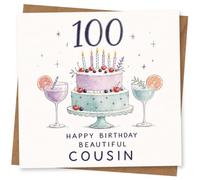 100th Birthday Card, Beautiful Cake Design