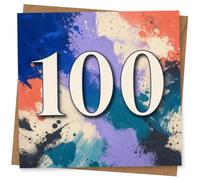 100th Birthday Card, Bold Colourful Abstract Design, Centenary Celebration Card for Milestone Birthday