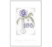 100th Birthday Card Cross Stitch kit - Complete Cross Stitch kit on 16 aida with Clear Colour Chart