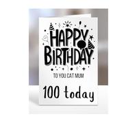 100th birthday card for Cat Mum, gifts for girl, girls, boy, boys, gift, presents, female, male, him, her, men, women, Happy birthday to you, 100 years old today, A5-276q_55
